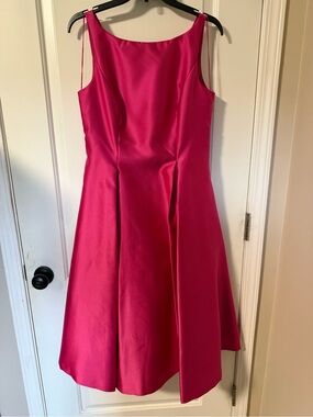 Macy's Hot Pink Satin Midi Dress